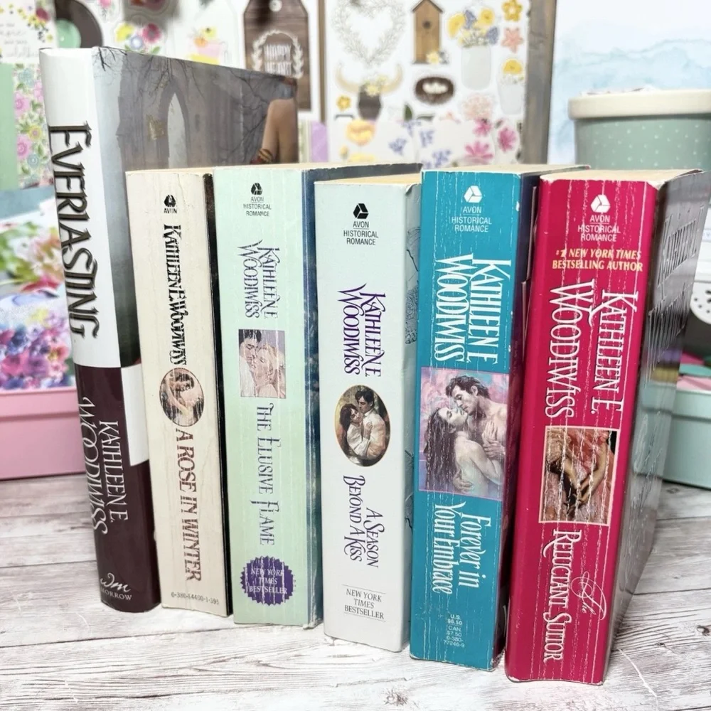Lot Of 6 Kathleen E. Woodiwiss Historical Romance Novels Vintage Books Stepback